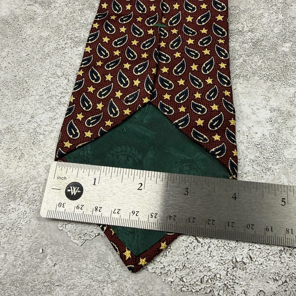 Tommy Hilfiger Silk Tie Mens OS‎ Red Paisley Star 100% Silk Made USA Necktie 4